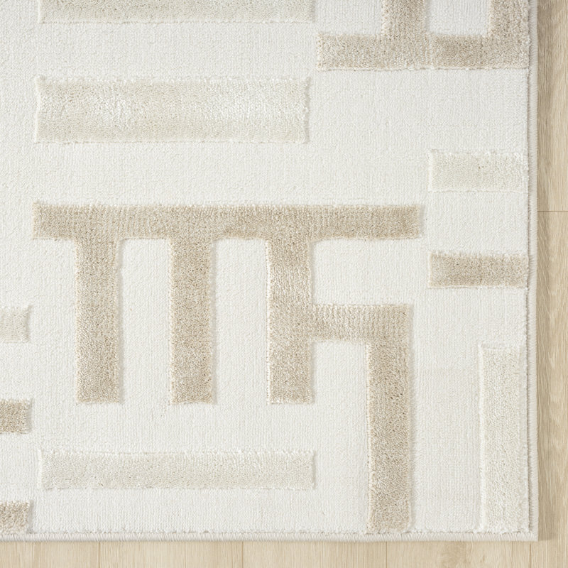 Abani Jenessa NTL210A Geometric Maze Cream Beige Area Rug, Rectangle 7'9" x 10'2"