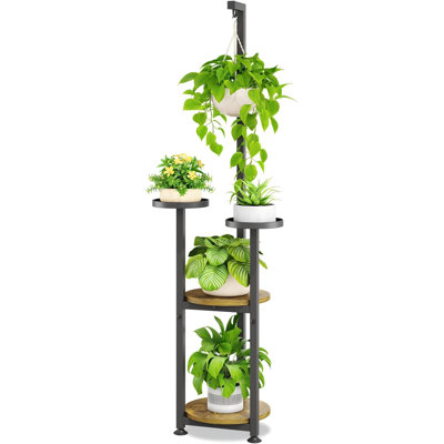 Four-Layer Indoor Suspended Plant Stand, Tall Vertical Corner Metal Flower Heavy Flowerpot Stand, Suitable For Terraces, Porches, Living Rooms, Modern by Arlmont & Co.