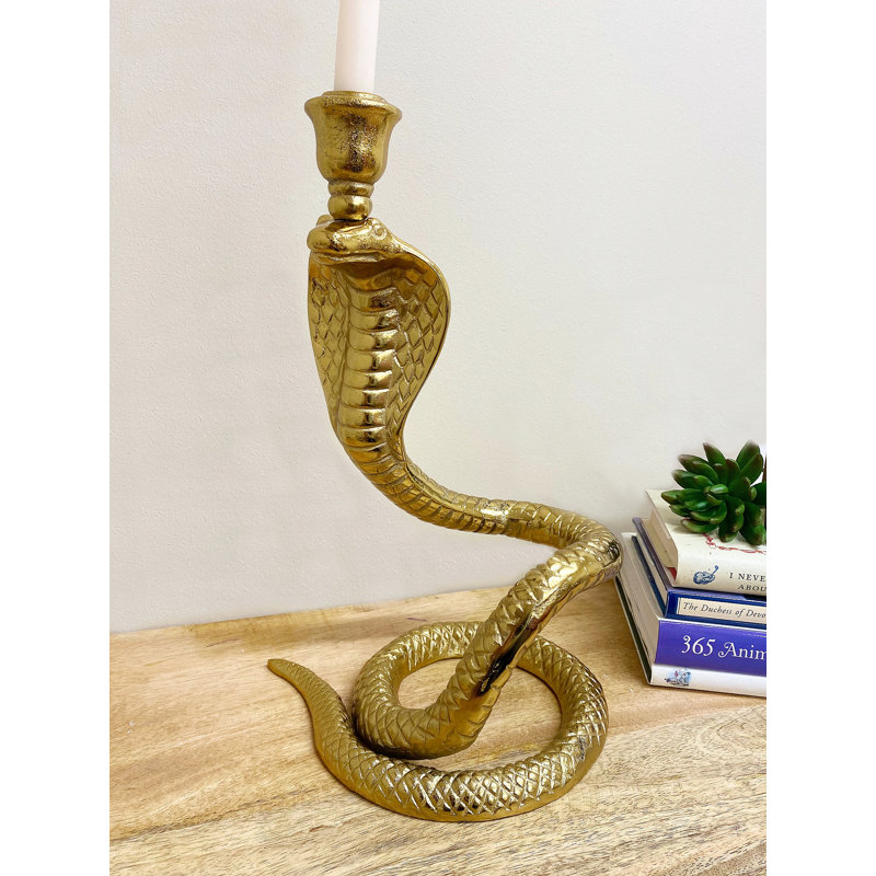 Metal Tabletop Candlestick with Candle Included