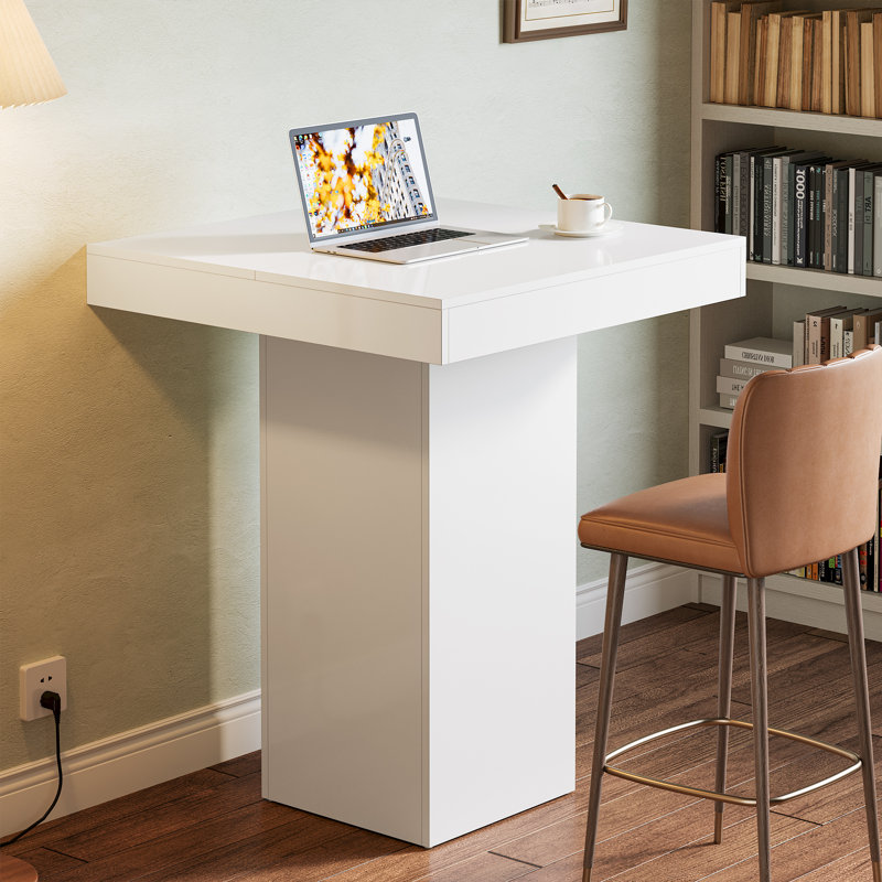 39.4" Tall Square Dining Table, Modern Counter Height Bar Table Pub Cocktail Table for Dining Room, Tavern, Coffee Corner, Party