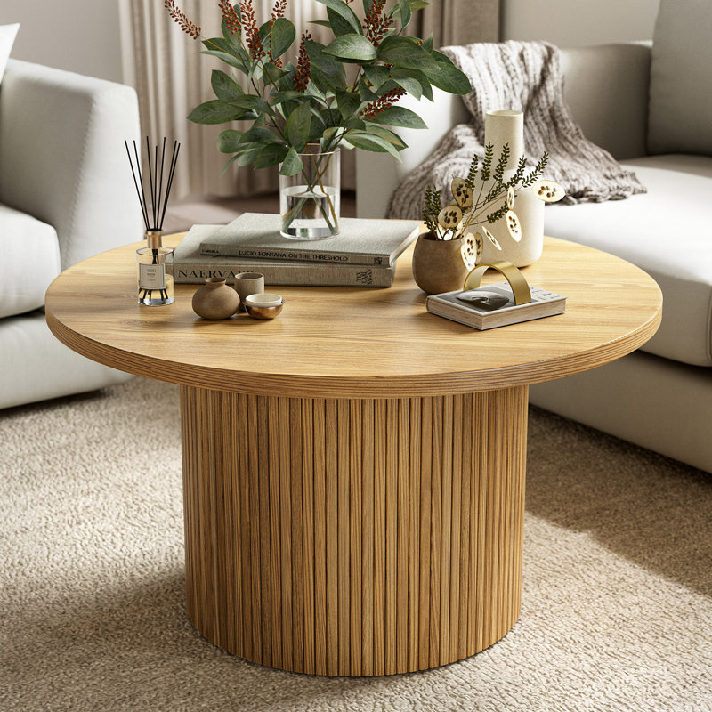 Round Coffee Table, Natural Wood