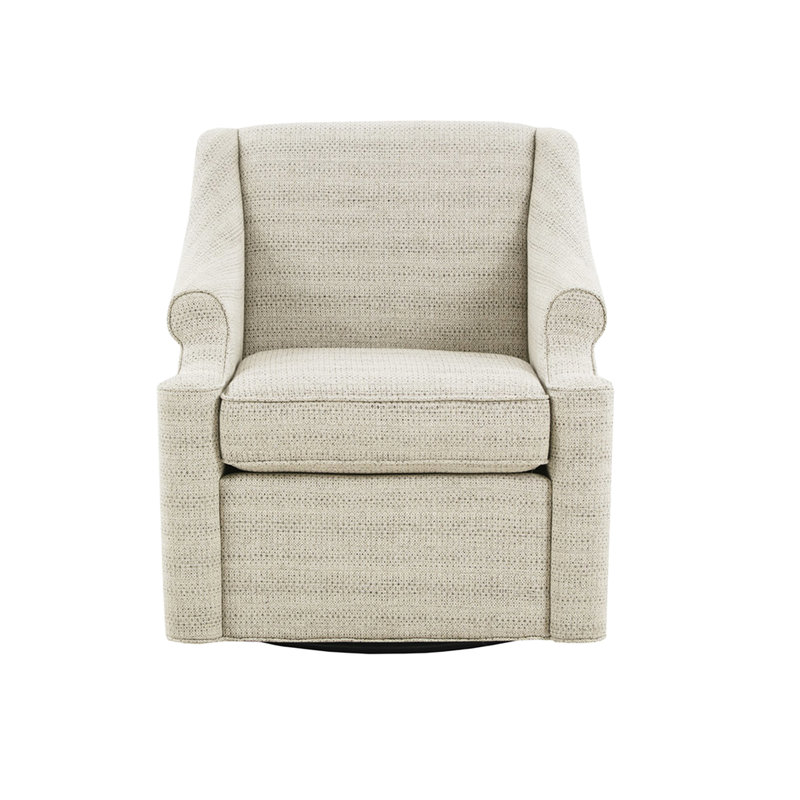 20 po Fauteuil pivotant brun clair à assise profonde avec dossier serré, look chic et pieds en bois massif