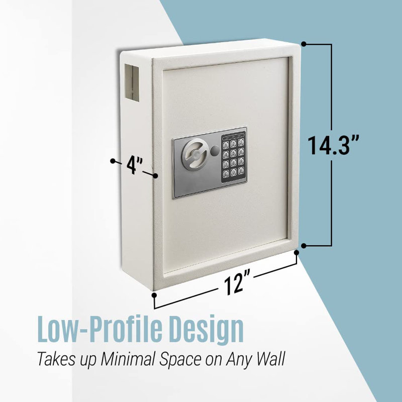 40-Key Steel Digital Lock Key Cabinet with 140 Key Tags, White