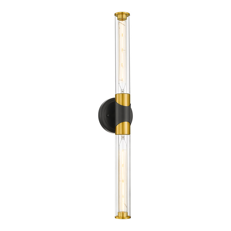2 - Light Bathroom 27 Inch Vanity Light Bath Bar Fixtures Industrial Sconces Wall, Matte Black/Gold