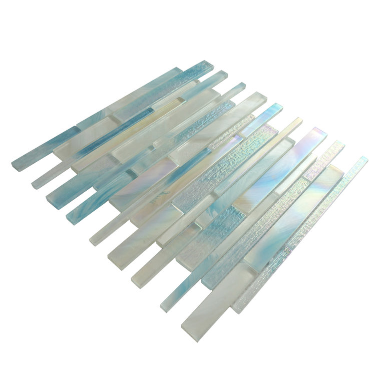 Aurora Interlocking Glossy Glass Linear Mosaic Tile