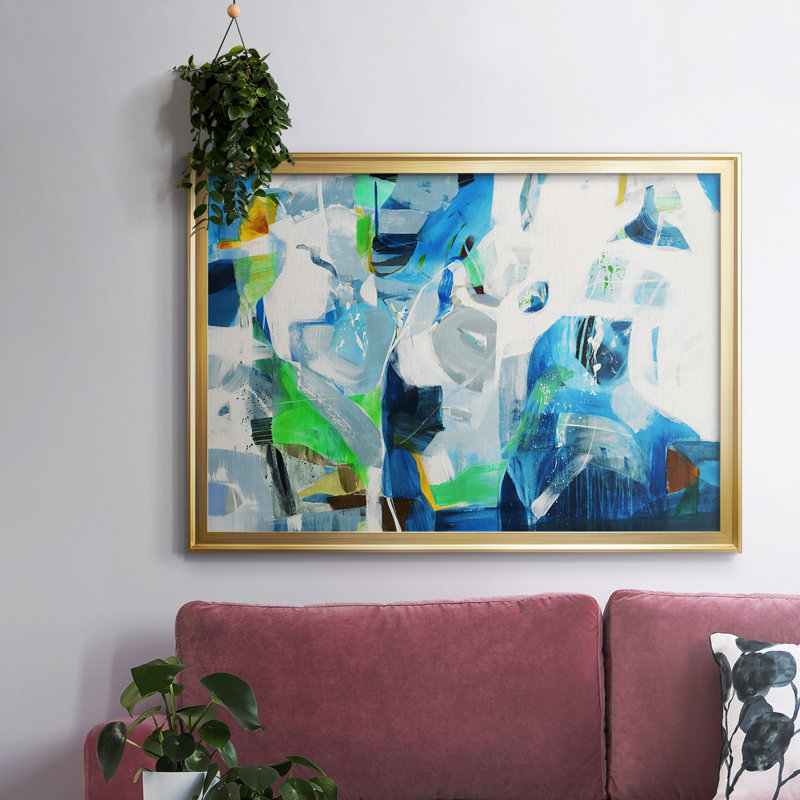 " Down The Rapids ", Gold Floater Framed Canvas, 18" H x 26" W x 1.5" D