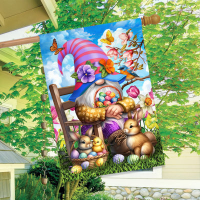 Easter Basket Gnome House Flag