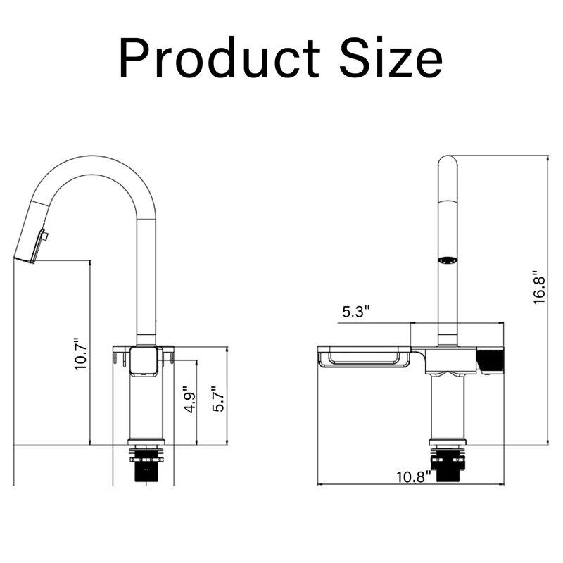 High Arc Pull-Down Kitchen Faucet - Single Hole Stainless Steel, Modern Sink Faucet (Brushed Gold)​, Brushed Gold