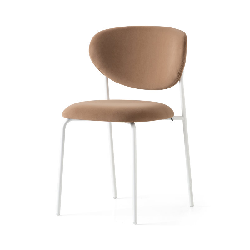 Cozy Upholstered Chair with Metal Frame, Taupe, Matt Optic White