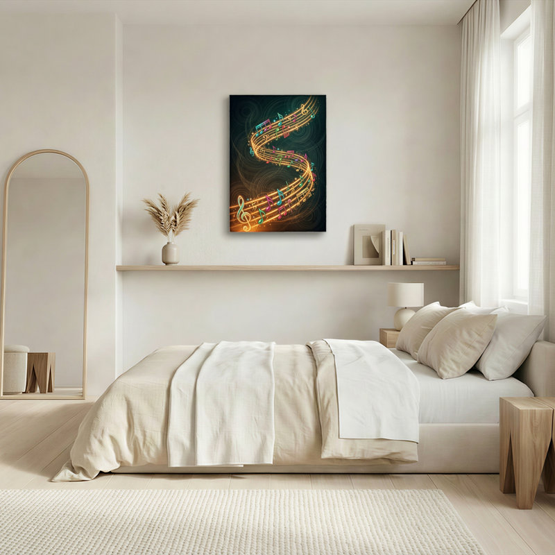 Ensemble de 1 tableau sur toile avec notes de musique, 48"H x 32"W, Wrapped Canvas