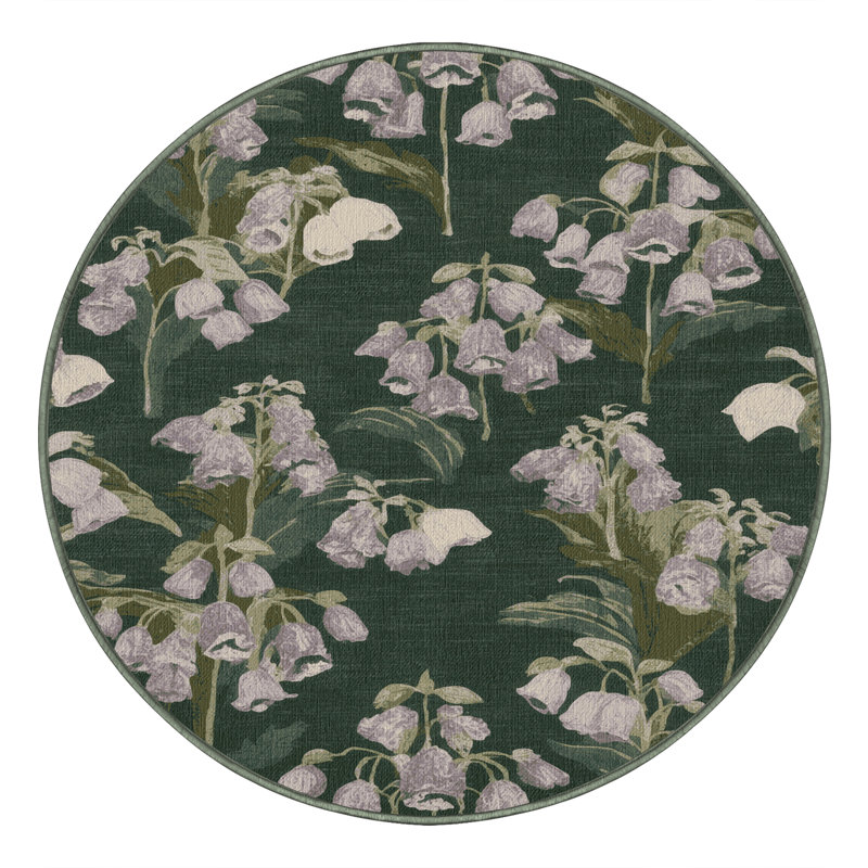 Tapis vert botanique lavable à la machine, Rond 3 pi