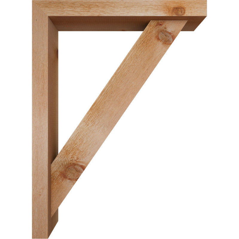 Traditional Block Bracket w/ Offset Brace, 30 x 22, 4"W Western Red Cedar (Rough Sawn)