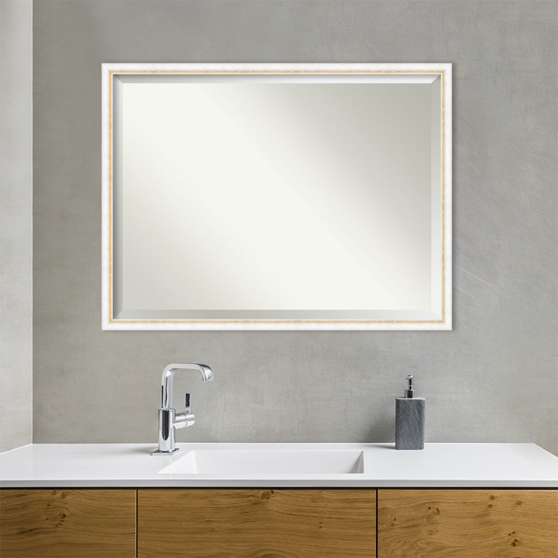 Miroir mural Morgan, 24,25 po x 30,25 po, Blanc / bleu, Rectangle
