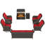 Ensemble de conversation en rotin pour 7 personnes avec foyer 5000BTU, chaises C4 et coussins rouges-1609579957