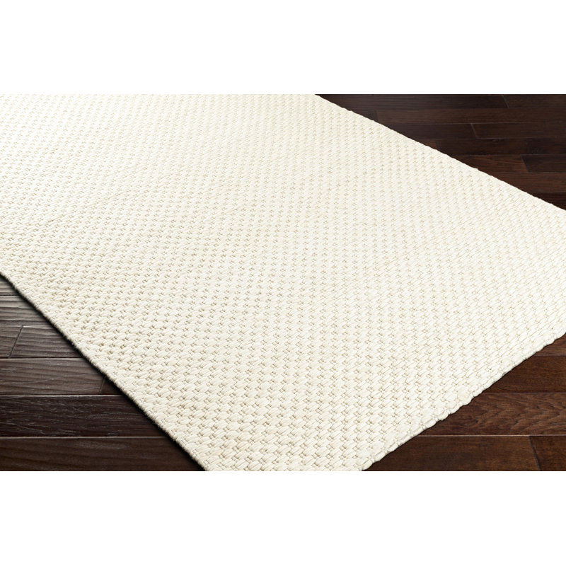 Rectangle Venette Polyester/Wool Area Rug in Cream, Rectangle 6' x 9'