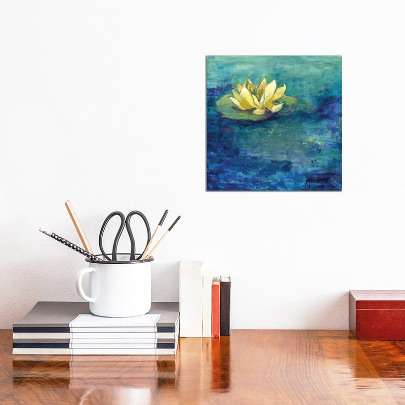 Yellow Water Lilly - Wrapped Canvas Painting, 30.48 cm H x 30.48 cm W