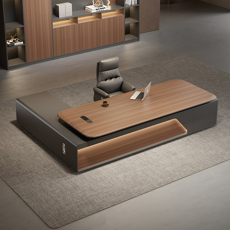 Bureau en L 86,61 po brun clair luxueux, H 29,53 po x l 86,61 po x P 70,87 po