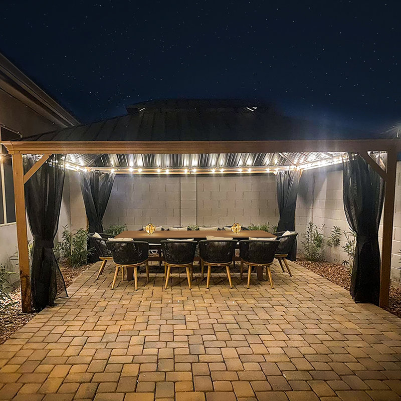 Ensemble repas pour patio en osier pour 10 personnes avec table rectangulaire Braylin