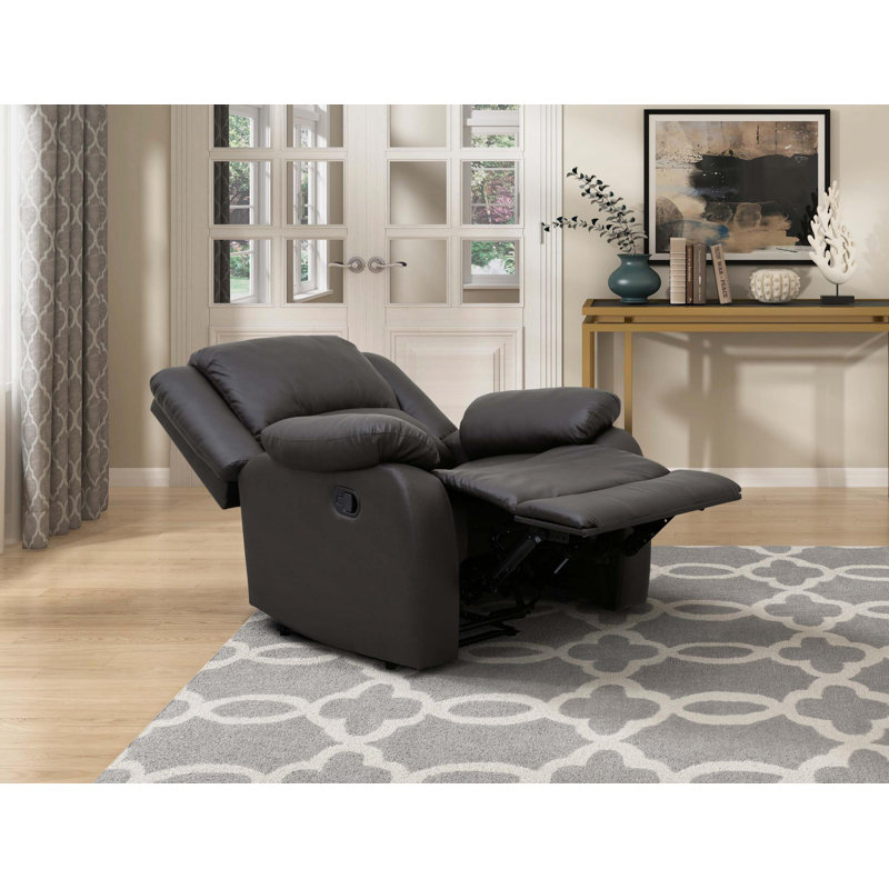 Izak 35" Transitional Glider Chenille Fabric Reclining Chair with Gentle Gliding Motion & Tab Pull Recline