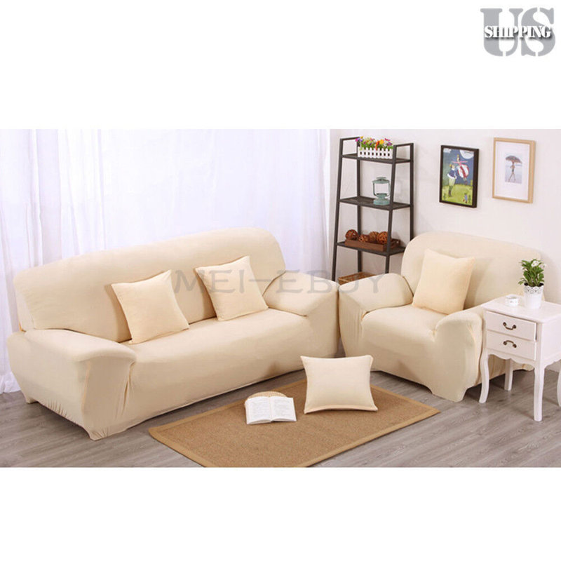 Housse pour canapé extensible 3 places, Jaune clair, H 45 po x l 55 po x P 30 po