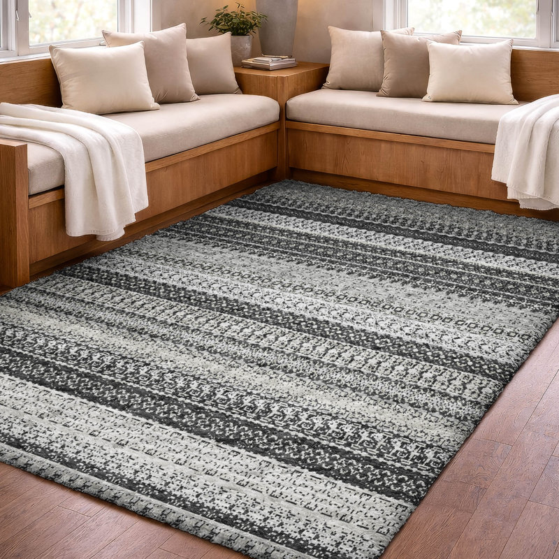 Tapis à poils longs de qualité supérieure lavable à la machine Dream ADS576, Black, 8' x 10'
