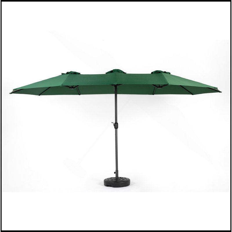 Parasol d'extérieur rectangulaire à double face avec manivelle 14,8 Ft Out exceptionnelle, Vert foncé