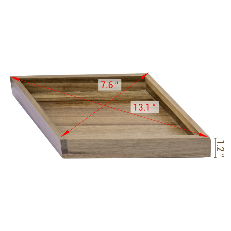 Ensemble de 3 plateaux décoratifs en forme de losange en bois d'acacia