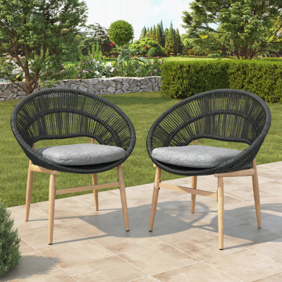 Chaise d'extérieur en osier, ensemble de 2