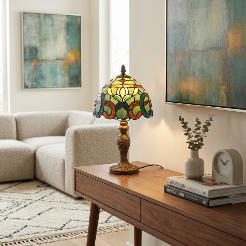 Lampe de table 15 po Baroque Tiffany en verre coloré (ampoule incluse)