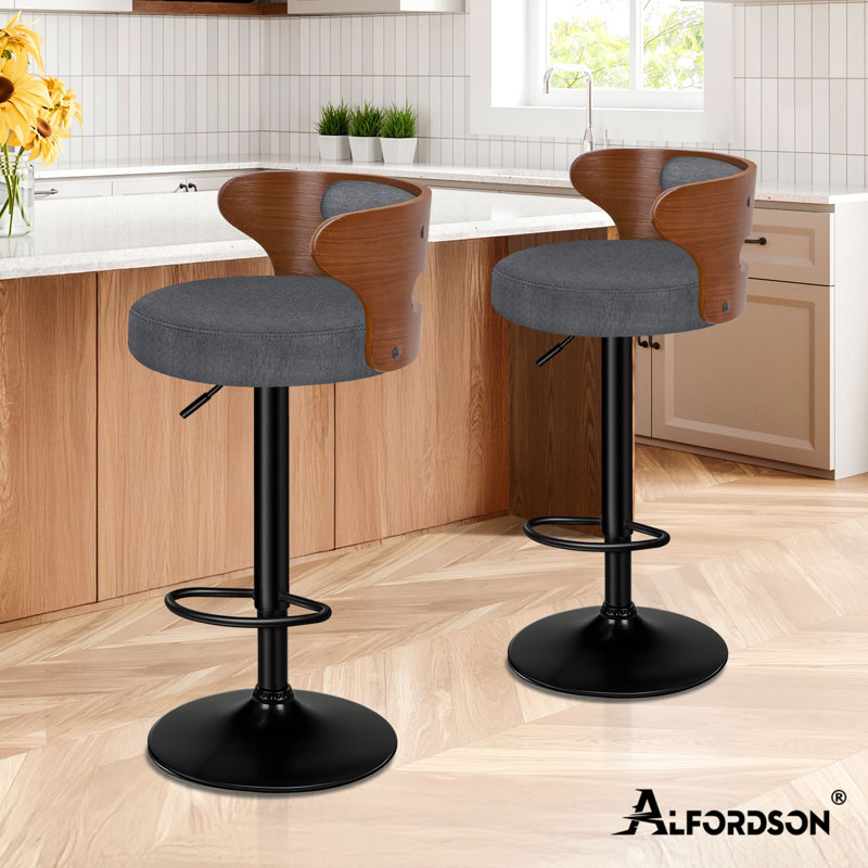 Swivel Upholstered Adjustable Height Counter Stool with Metal Frame