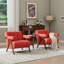 Chaise de salon moderne avec accoudoirs rembourrés et accoudoirs en sherpa orange-161318874