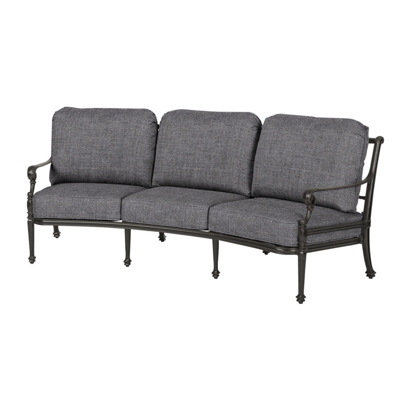 Grand Terrace Curved Sofa with Sunbrella Cushions, Cast Slate Sunbrella® Plainweave, Desert Bronze