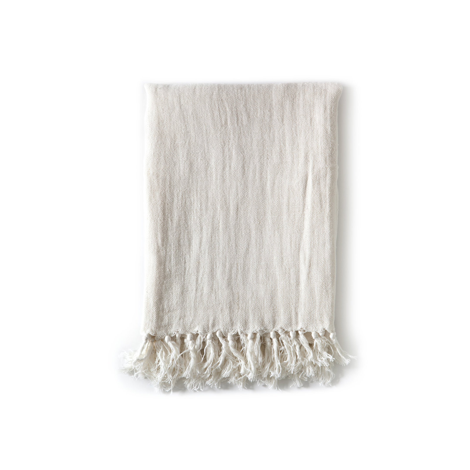 Montauk Linen Hand Woven Throw Blanket, 110" W x 90" L, Natural