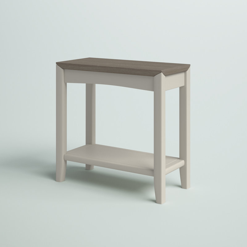 Southall Solid Wood End Table, Ivory, Brown