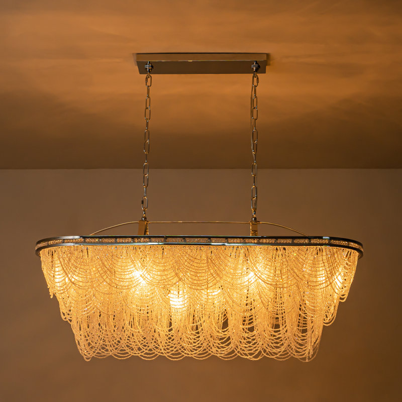 Luminaire suspendu pour îlot de cuisine en cristal 8 lumières Khennedi
