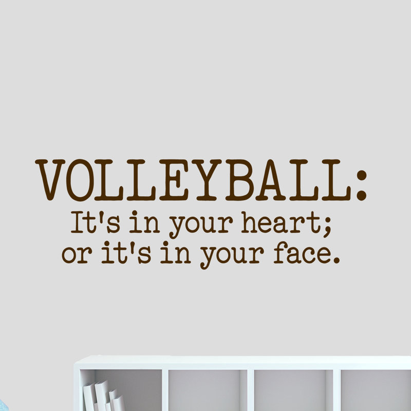 Décalcomanie murale coeur volleyball, Brun chocolat, Oui