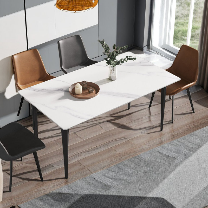 Table de salle à manger Yianna, Noir, L 35,5 po x L 63 po, Blanc