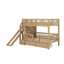 Lit superposé simple au-dessus de simple avec escalier de rangement, structure de lit superposé en bois massif avec glissière et 2 tiroirs-472622770
