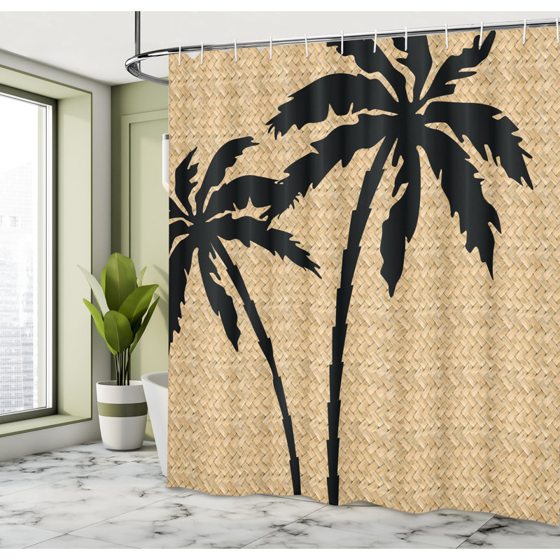 Ensemble de rideau de douche tropical + crochets, H 75 po x l 69 po