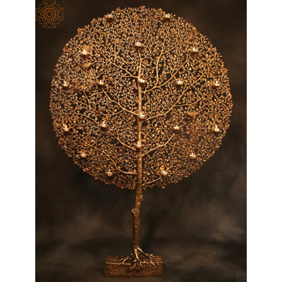 Arbre de vie en laiton avec lampes