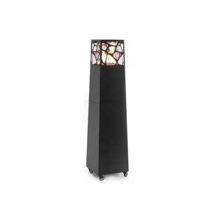 Planika - Pyramid, Modern Patio Heater, Outdoor Fireplace, Garden With Cover (black)