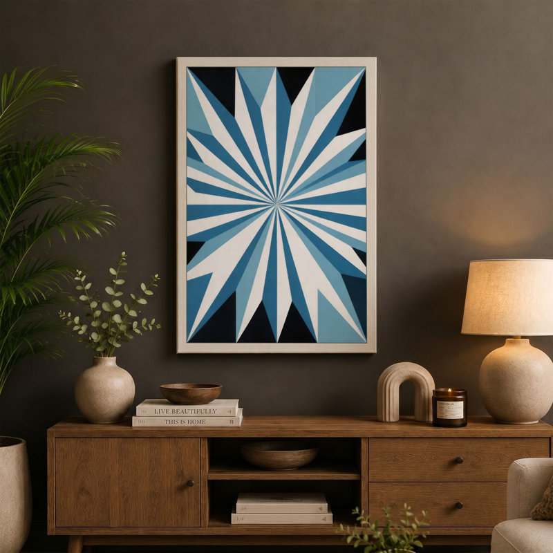 Star Geometric - Wrapped Canvas, 36x24 - 91.4 x 61.0 cm, Sage Border