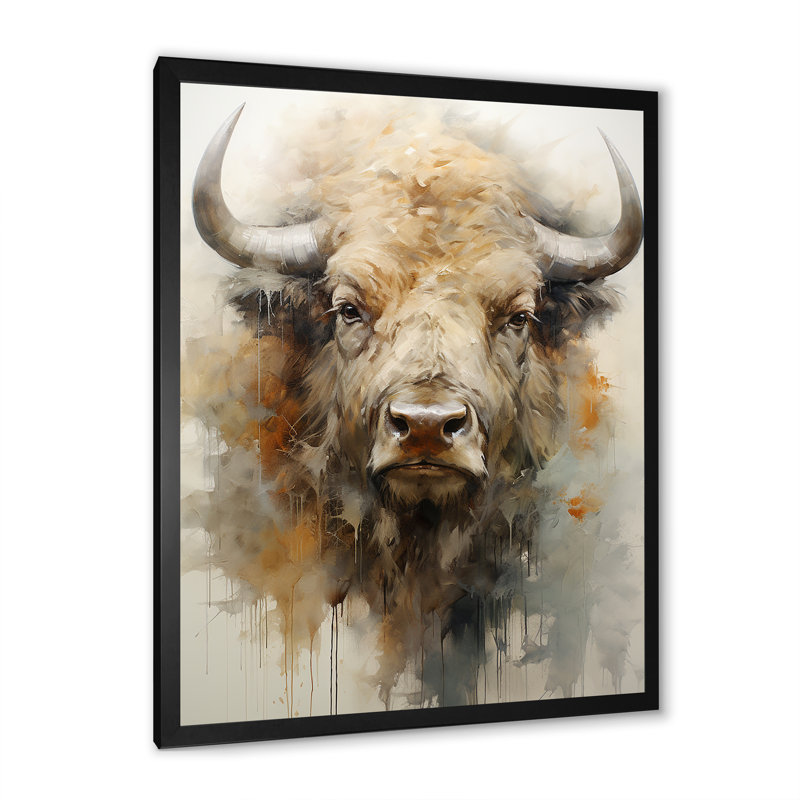 Buffalo Bison Head II - Buffalo, reproduction sur toile encadrée, Cadre simple noir, H 40 po x l 30 po x P 1,5 po