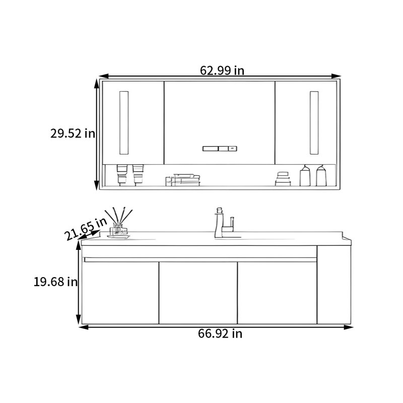 Tuers, 19.68" H x 66.92" W x 21.65" D