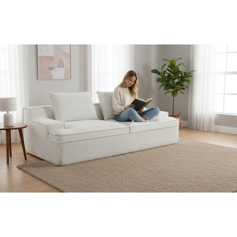 Boneless Compression Foam oversized sofa, Ivory