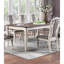 Table de salle à manger rectangulaire contemporaine en chêne blanc antique à 6 pièces 6 chaises d'appoint 2 placages en bois de caoutchouc massif Design unique des pieds Finition vieillie 8 sièges avec base de coussin en tissu amovible