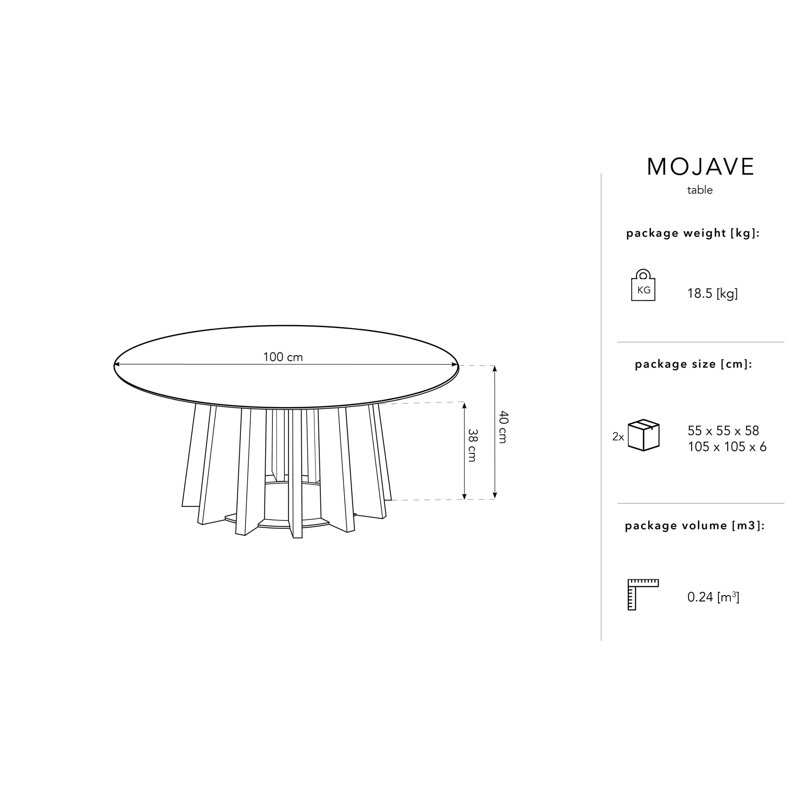 Atoli Pedestal Coffee Table, 40cm H x 100cm W x 100cm D, Black