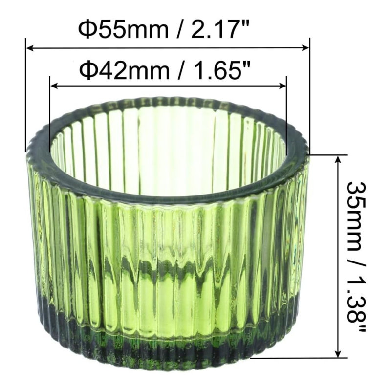 4 bougeoirs en verre vert 4 pièces