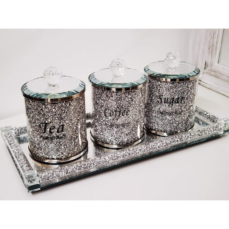 Batruk Glass Jar - Set of 3, Silver