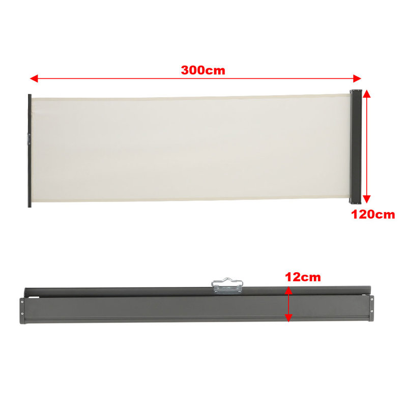 Dakota Fields 300cm W x 12cm D Fabric Cover Motorised Retractable Side Awning, Beige